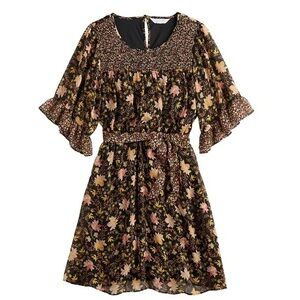 Lauren Conrad Floral Black Dress